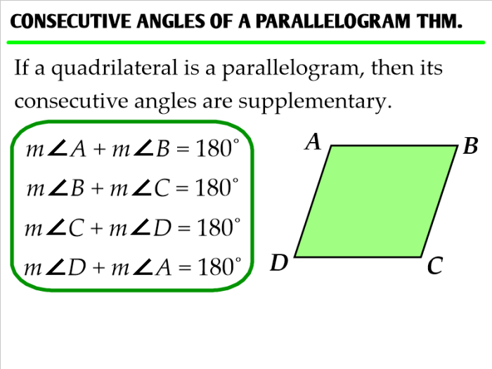 Notes 6-2 properties of parallelograms