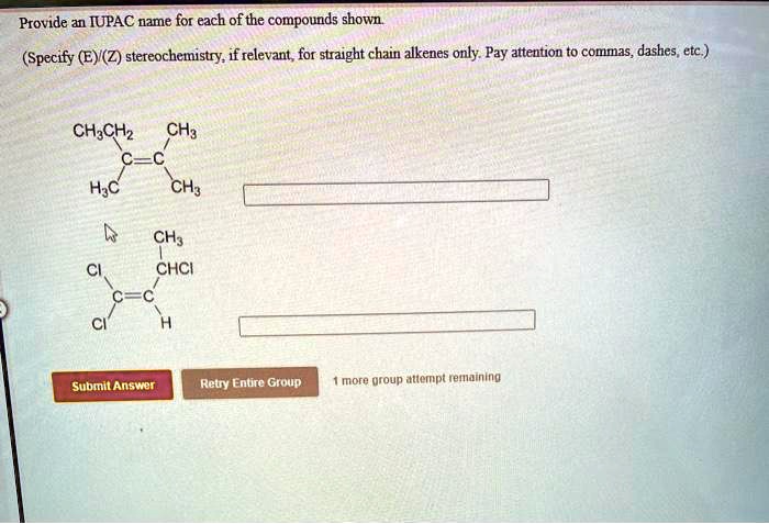 Give the iupac name for each compound