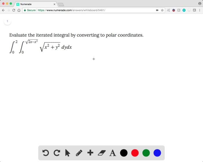 Evaluate the iterated integral by converting to polar coordinates.