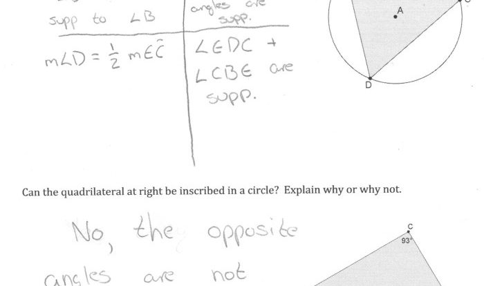 Answer key inscribed angles worksheet answers